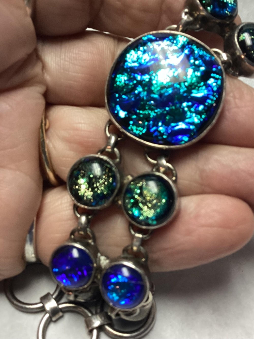 Confetti blues n greens sterling showy braceket. UNIQUE 💚💙💚💙💚
